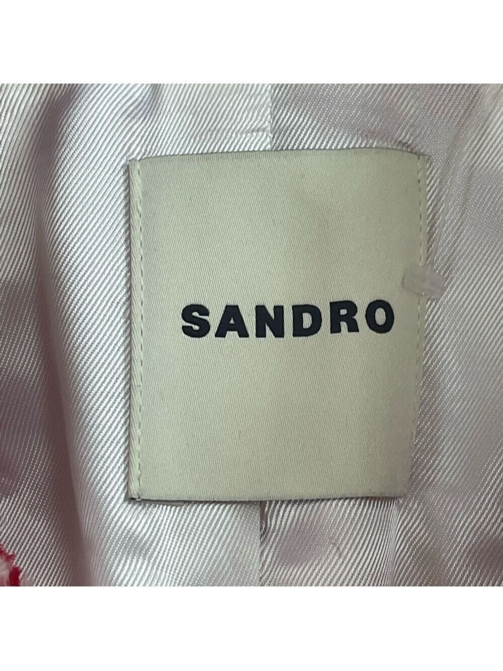 Sandro Cropped Short Tweed Jacket Blazer in Rouge sequins & metallic Sz XL - Picture 11 of 17